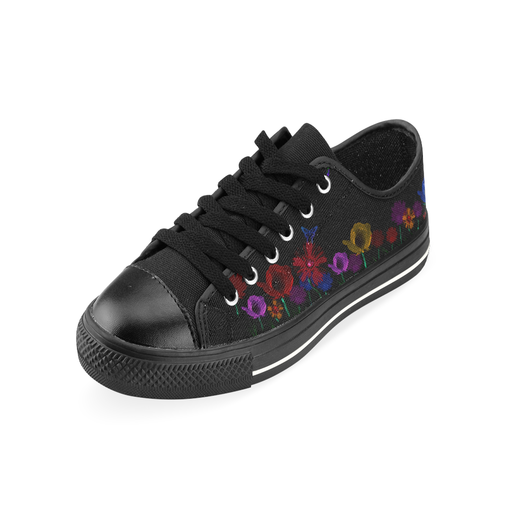Summer Flowers Low Top Canvas Shoes for Kid (Model 018)