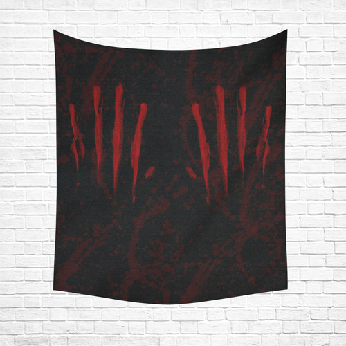 Bloody Hand Prints Horror Goth Art Cotton Linen Wall Tapestry 51"x 60"