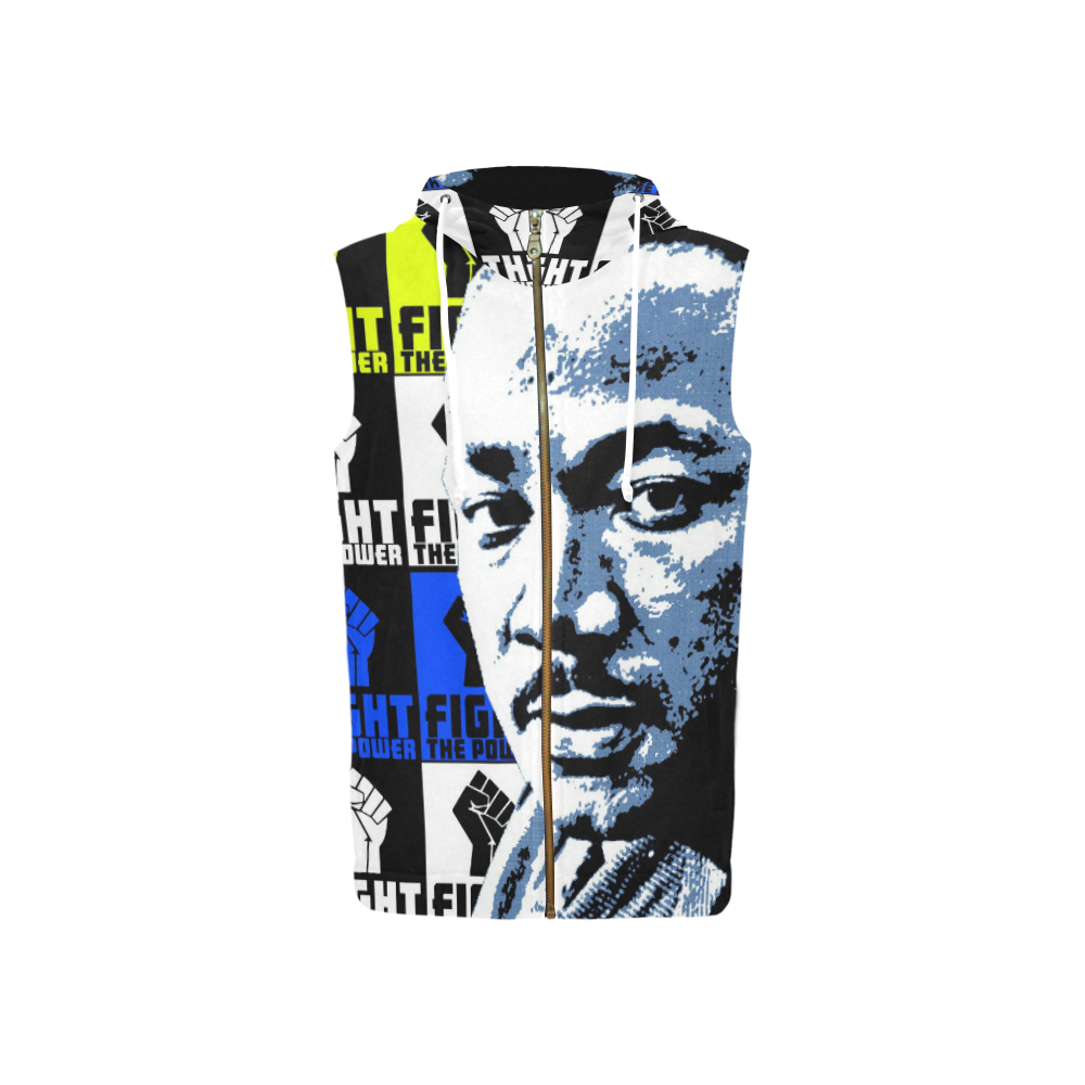 FIGHT THE POWER-2 MLK All Over Print Sleeveless Zip Up Hoodie for Women (Model H16)