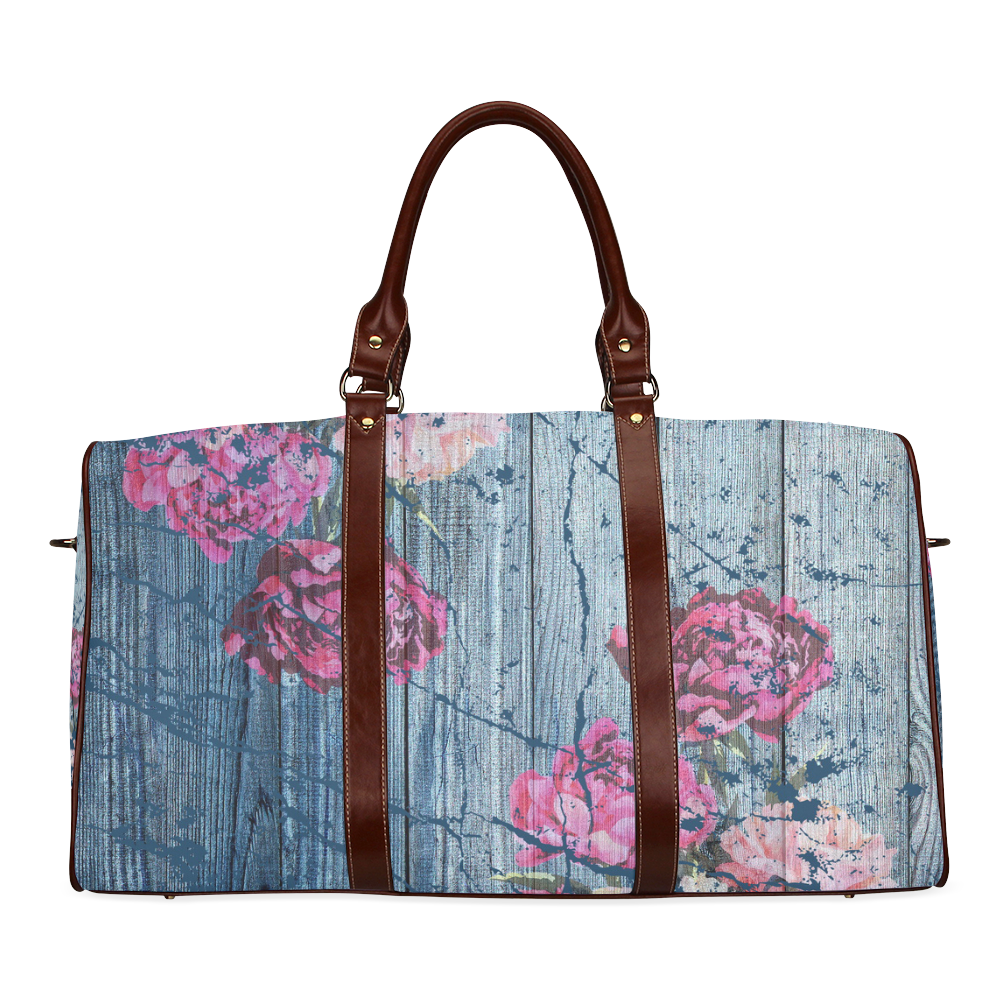 Shabby chic with painted peonies Waterproof Travel Bag/Large (Model 1639)