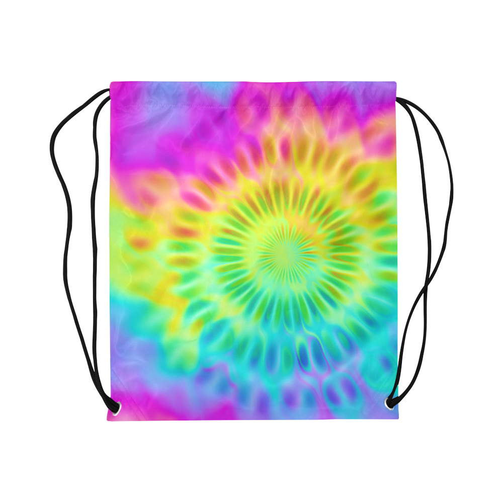 Magic Fractal Flower Neon Colored Large Drawstring Bag Model 1604 (Twin Sides)  16.5"(W) * 19.3"(H)