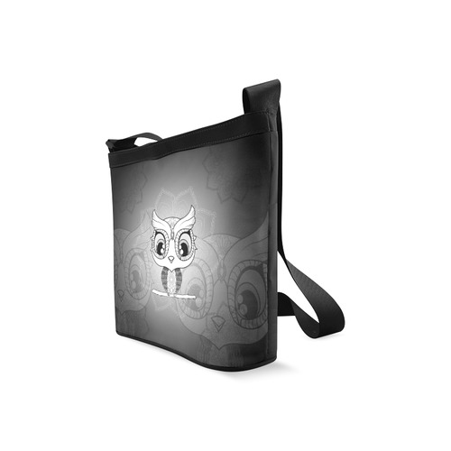 Cute owl, mandala design black and white Crossbody Bags (Model 1613)