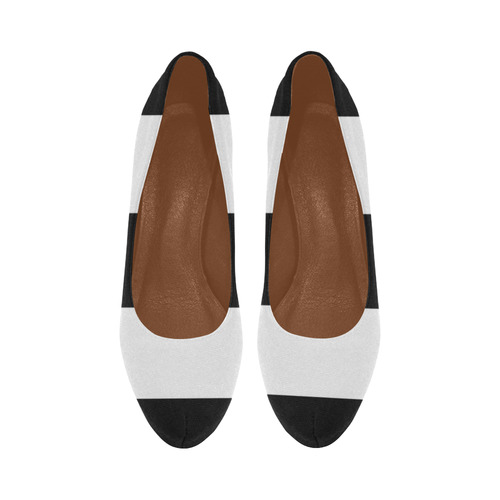 Black White Stripes Women's High Heels (Model 044) | ID: D1844022