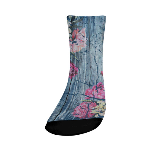 Shabby chic with painted peonies Crew Socks