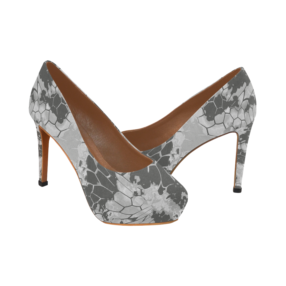 gray snake scales animal skin design camouflage Women's High Heels ...