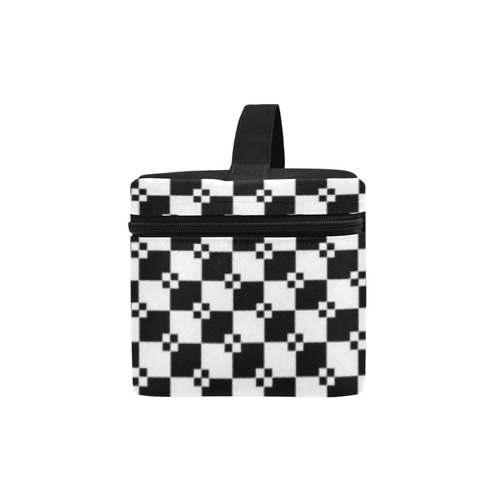 Monogram Funky Black & White Diamond Pattern Cosmetic Bag/Large (Model 1658)