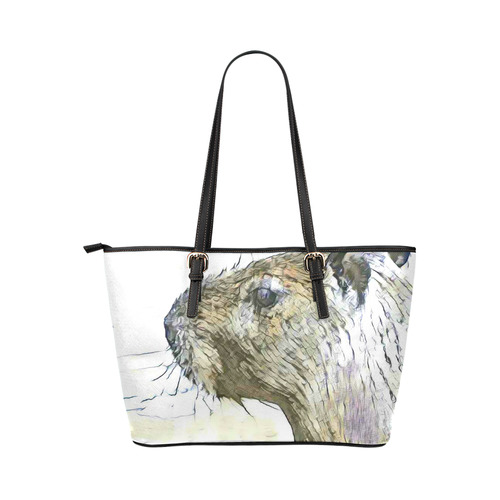fascinating altered animals - Capy by JamColors Leather Tote Bag/Large (Model 1651)