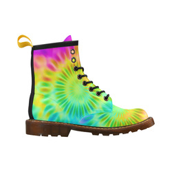 Magic Fractal Flower Neon Colored High Grade PU Leather Martin Boots For Men Model 402H