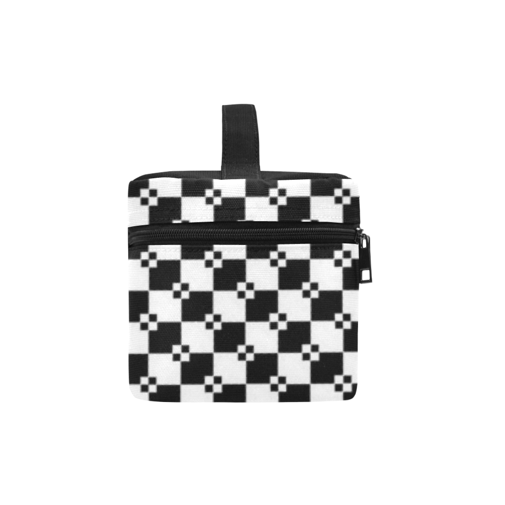 Monogram Funky Black & White Diamond Pattern Cosmetic Bag/Large (Model 1658)