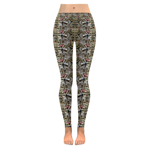 081817~9831 Mix of Bullets Pattern 1f Women's Low Rise Leggings (Invisible Stitch) (Model L05)