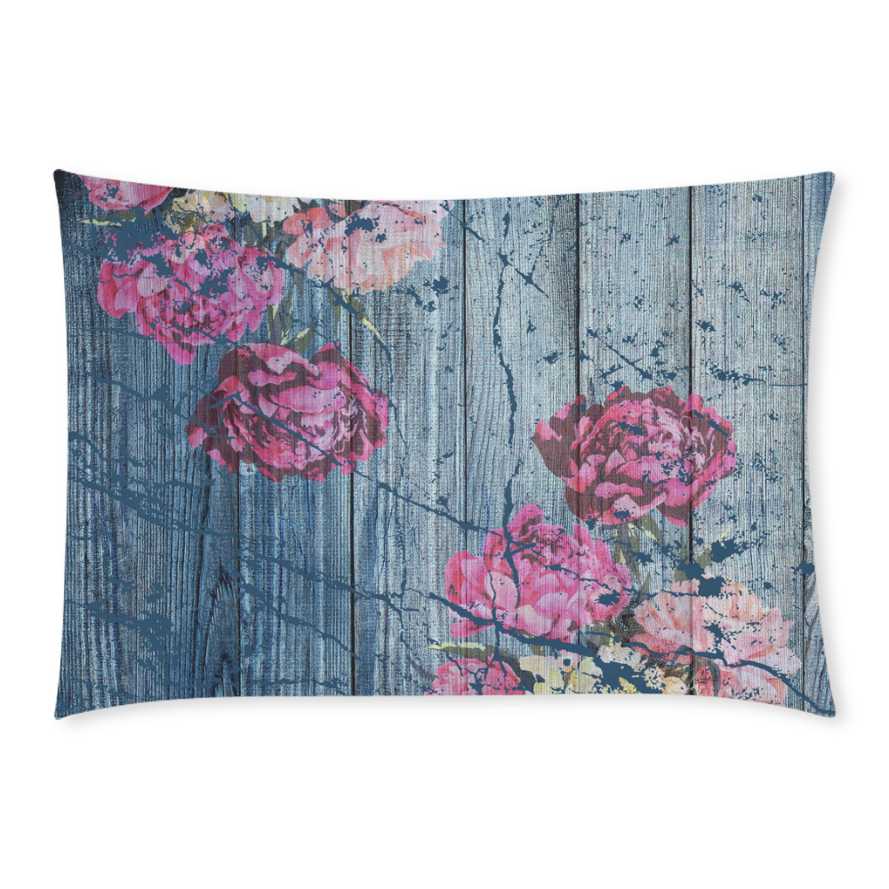 Shabby chic with painted peonies Custom Rectangle Pillow Case 20x30 (One Side)