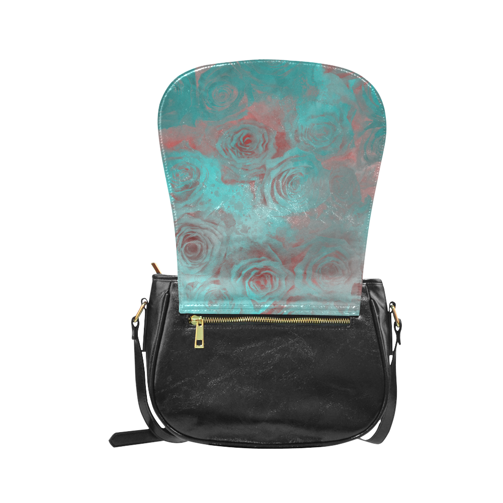 flowers roses Classic Saddle Bag/Small (Model 1648)