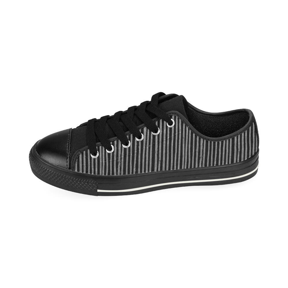 Stylish silver strip Low Top Canvas Shoes for Kid (Model 018)