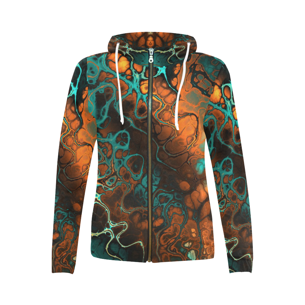 awesome fractal 35F by JamColors All Over Print Full Zip Hoodie for Women (Model H14)