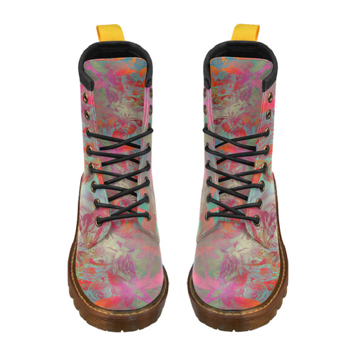flowers roses High Grade PU Leather Martin Boots For Men Model 402H