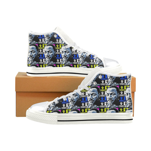 FIGHT THE POWER-2 MLK TILED High Top Canvas Shoes for Kid (Model 017)