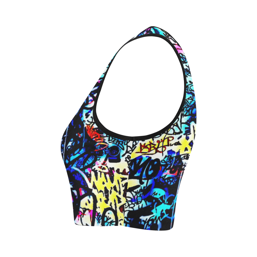 Graffiti Skull Women's Crop Top (Model T42)