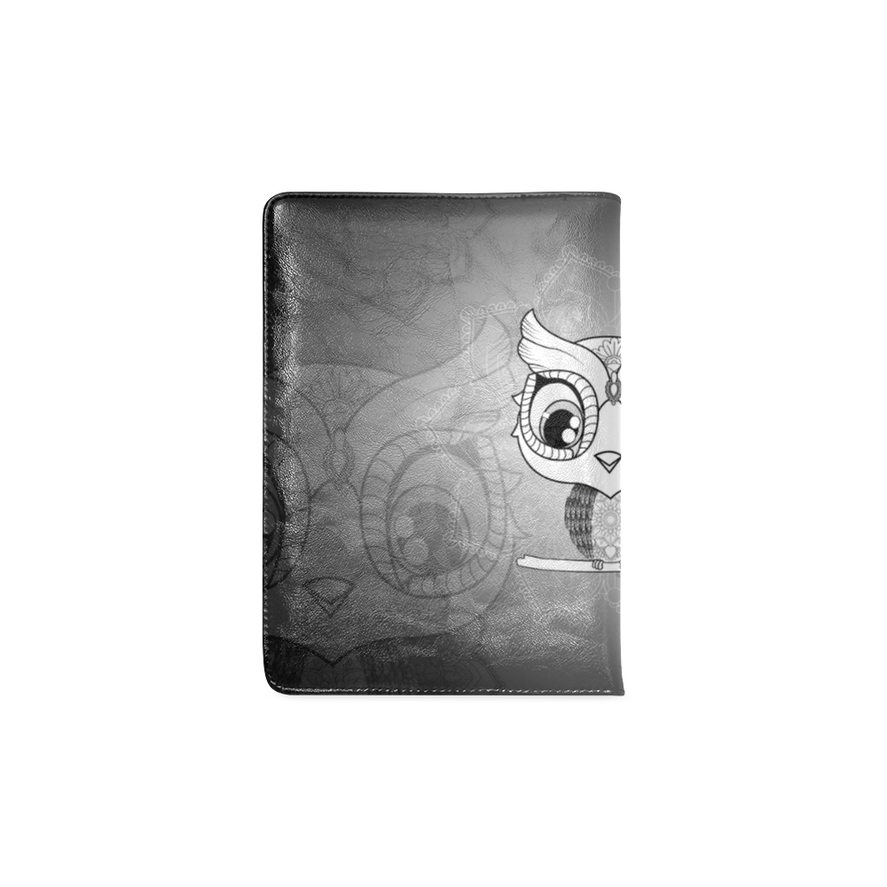 Cute owl, mandala design black and white Custom NoteBook A5