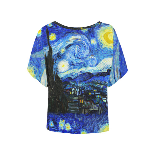 Starry Starry Night Women's Batwing-Sleeved Blouse T shirt (Model T44)
