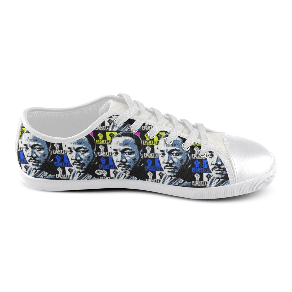 FIGHT THE POWER-2 MLK TILED Canvas Shoes for Women/Large Size (Model 016)