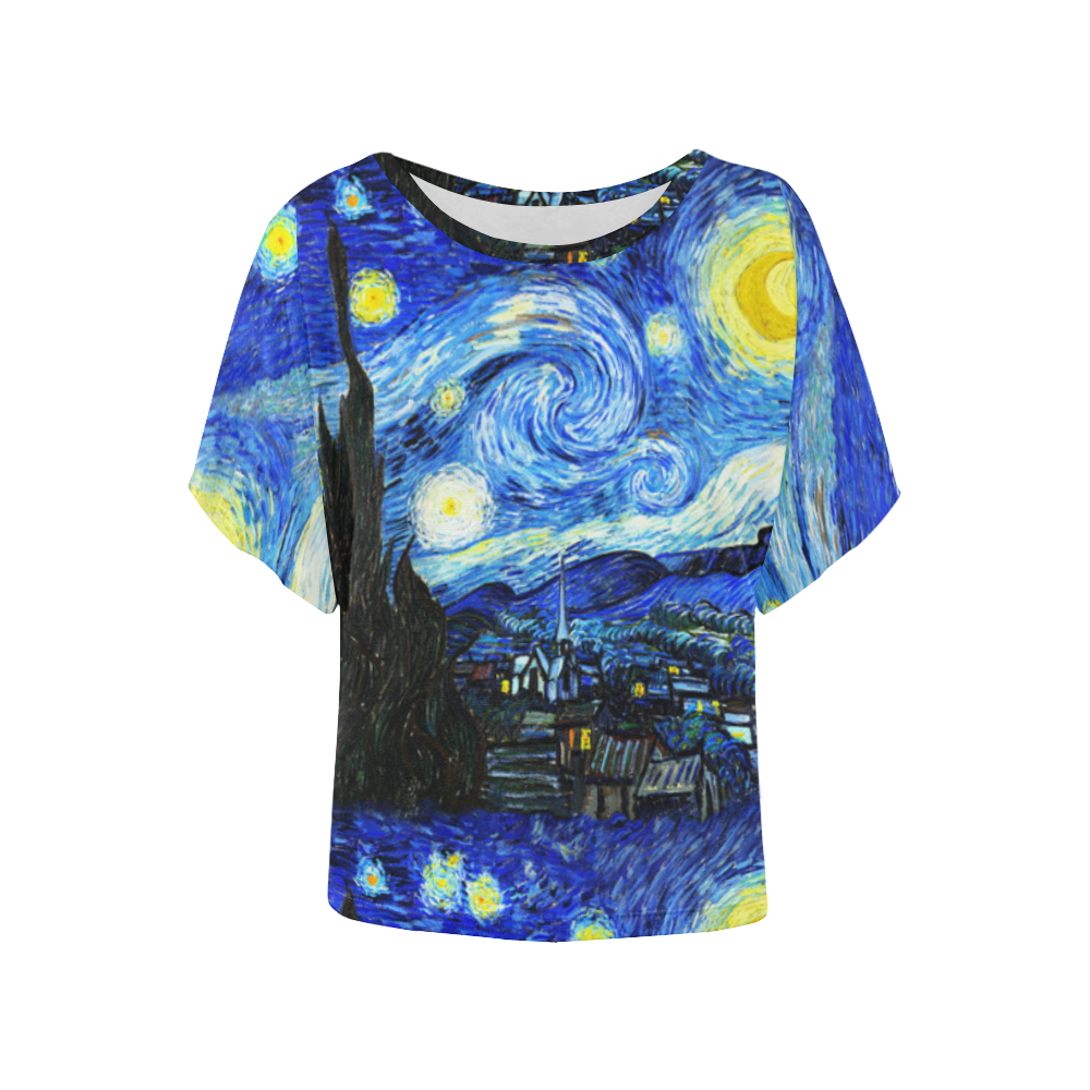 Starry Starry Night Women's Batwing-Sleeved Blouse T shirt (Model T44)