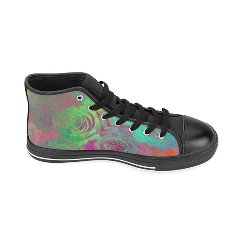 flowers roses High Top Canvas Shoes for Kid (Model 017)