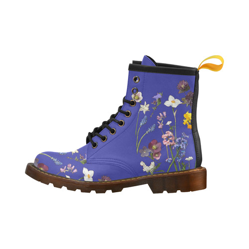 Wildflowers on Blue High Grade PU Leather Martin Boots For Women Model 402H