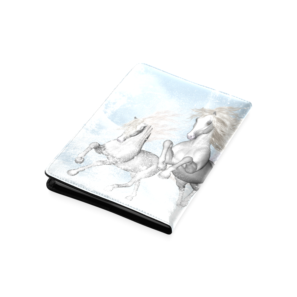 Awesome white wild horses Custom NoteBook A5