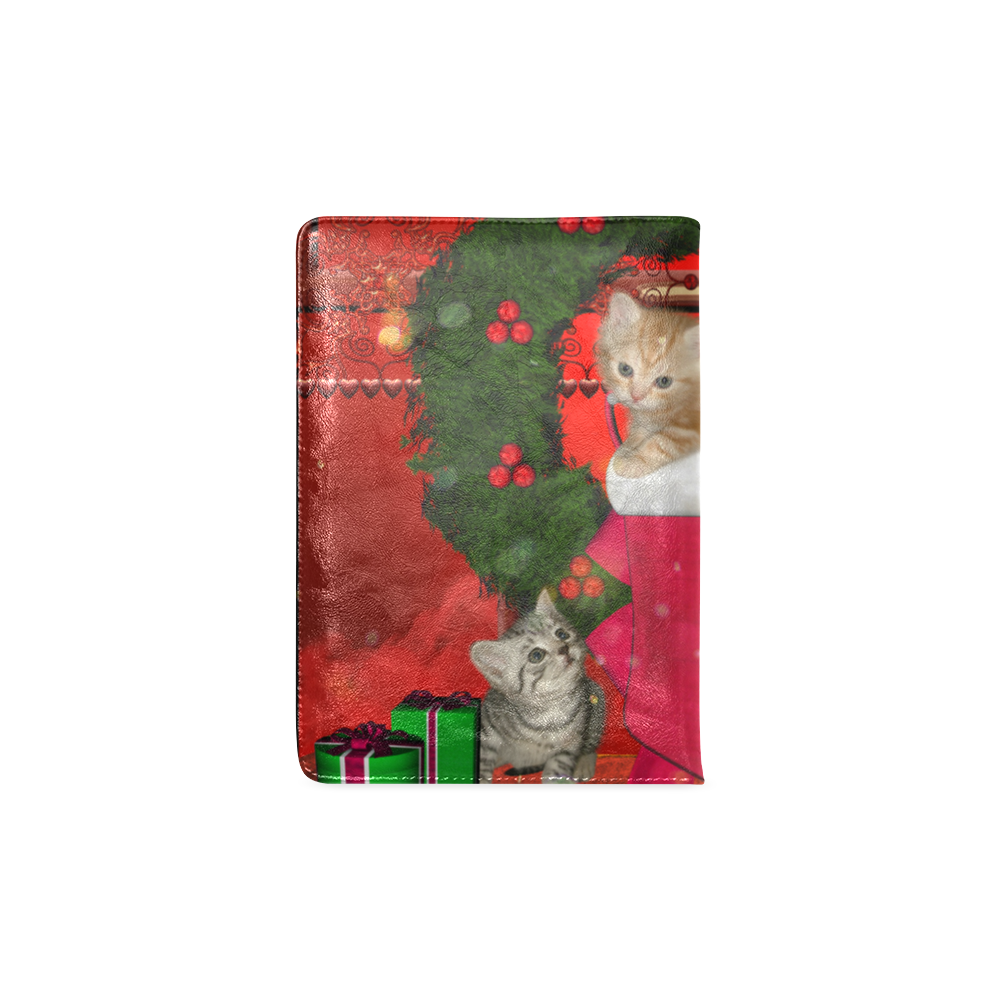 Christmas, funny kitten with gifts Custom NoteBook A5