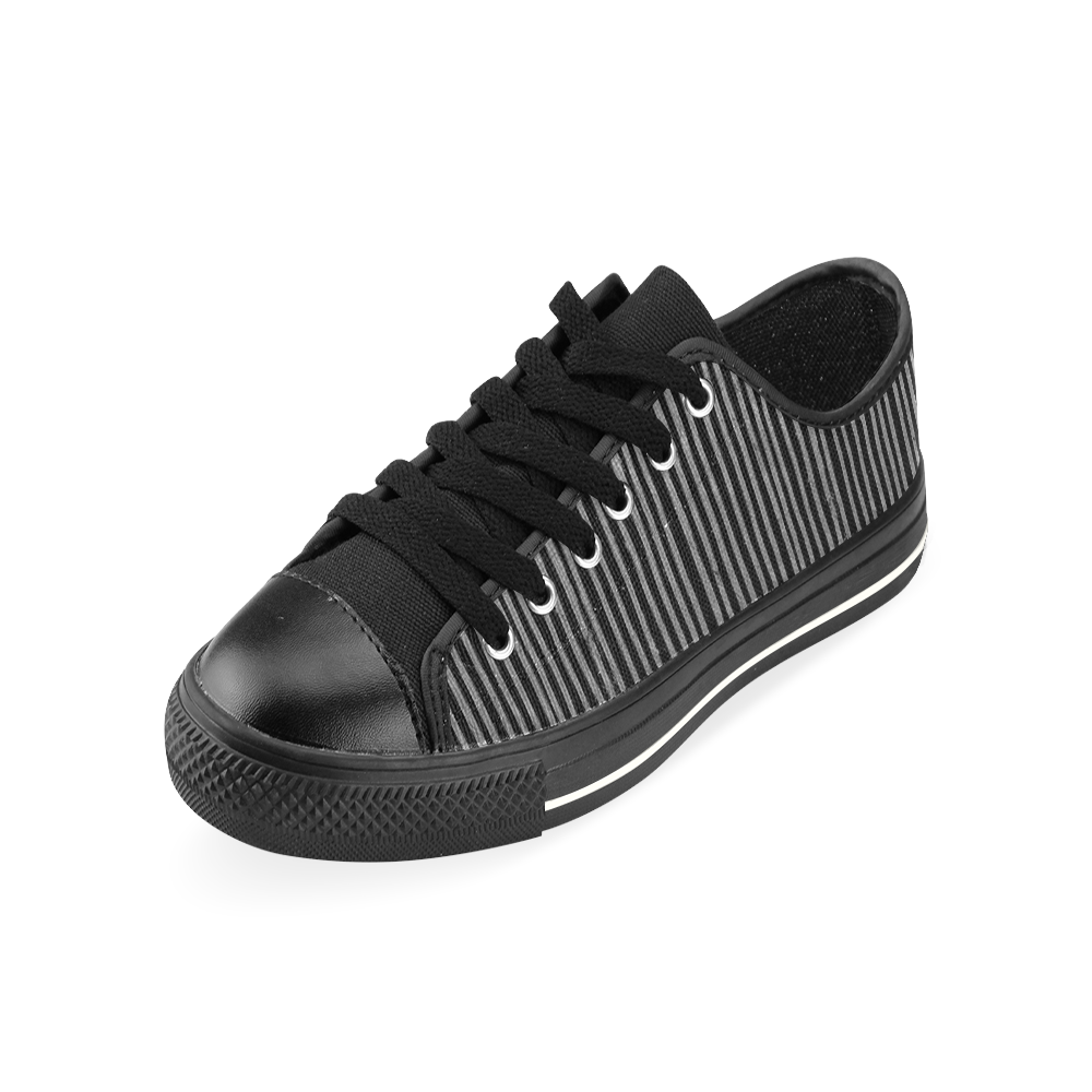 Stylish silver strip Low Top Canvas Shoes for Kid (Model 018)