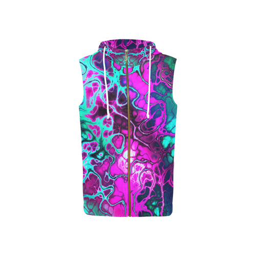 awesome fractal 35B by JamColors All Over Print Sleeveless Zip Up Hoodie for Women (Model H16)