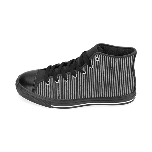 Stylish silver strip Men’s Classic High Top Canvas Shoes /Large Size (Model 017)