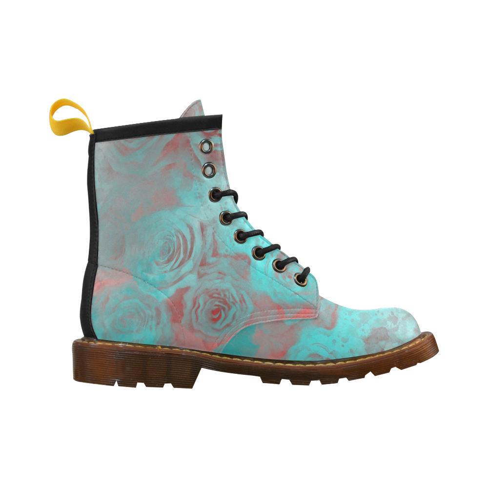 flowers roses High Grade PU Leather Martin Boots For Men Model 402H