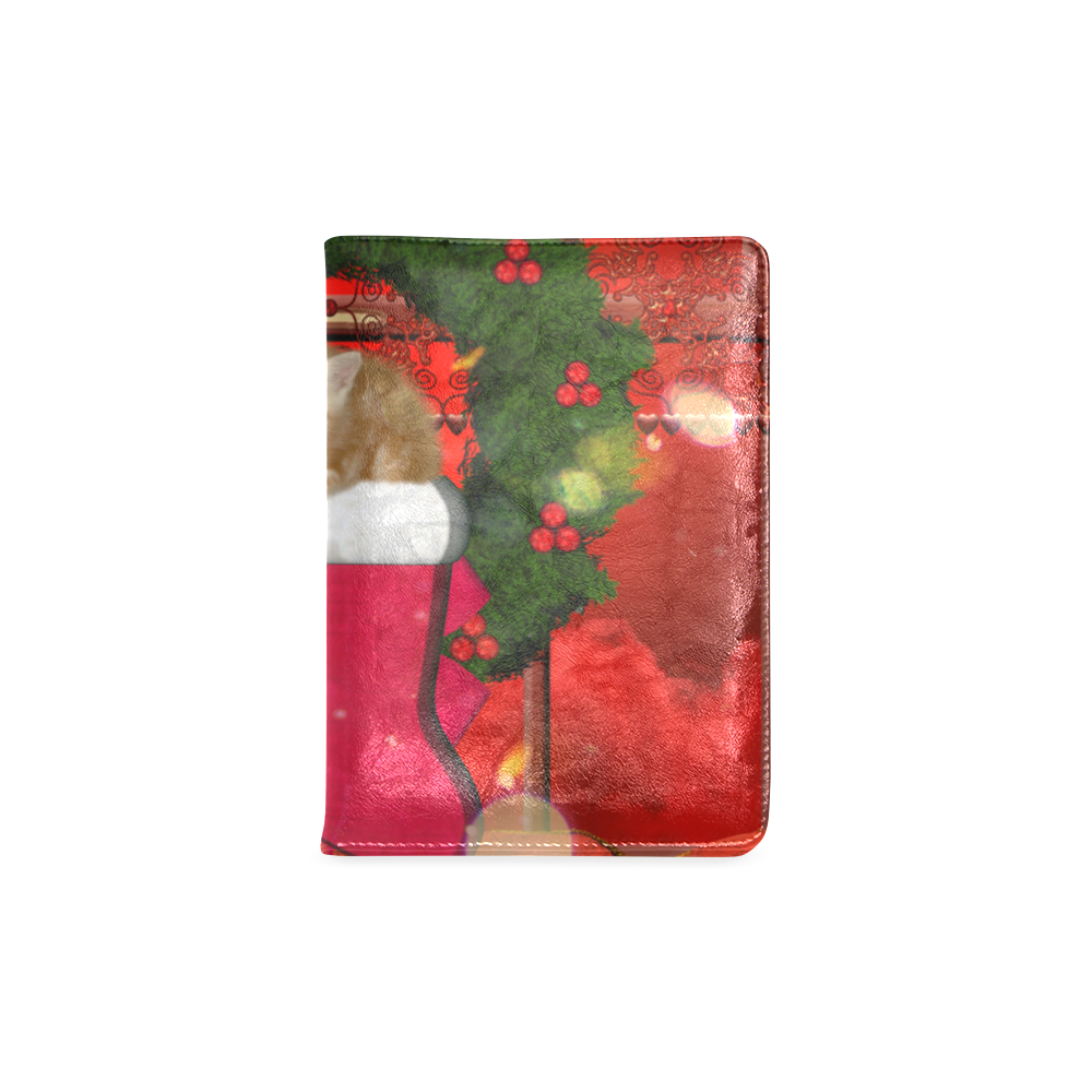 Christmas, funny kitten with gifts Custom NoteBook A5
