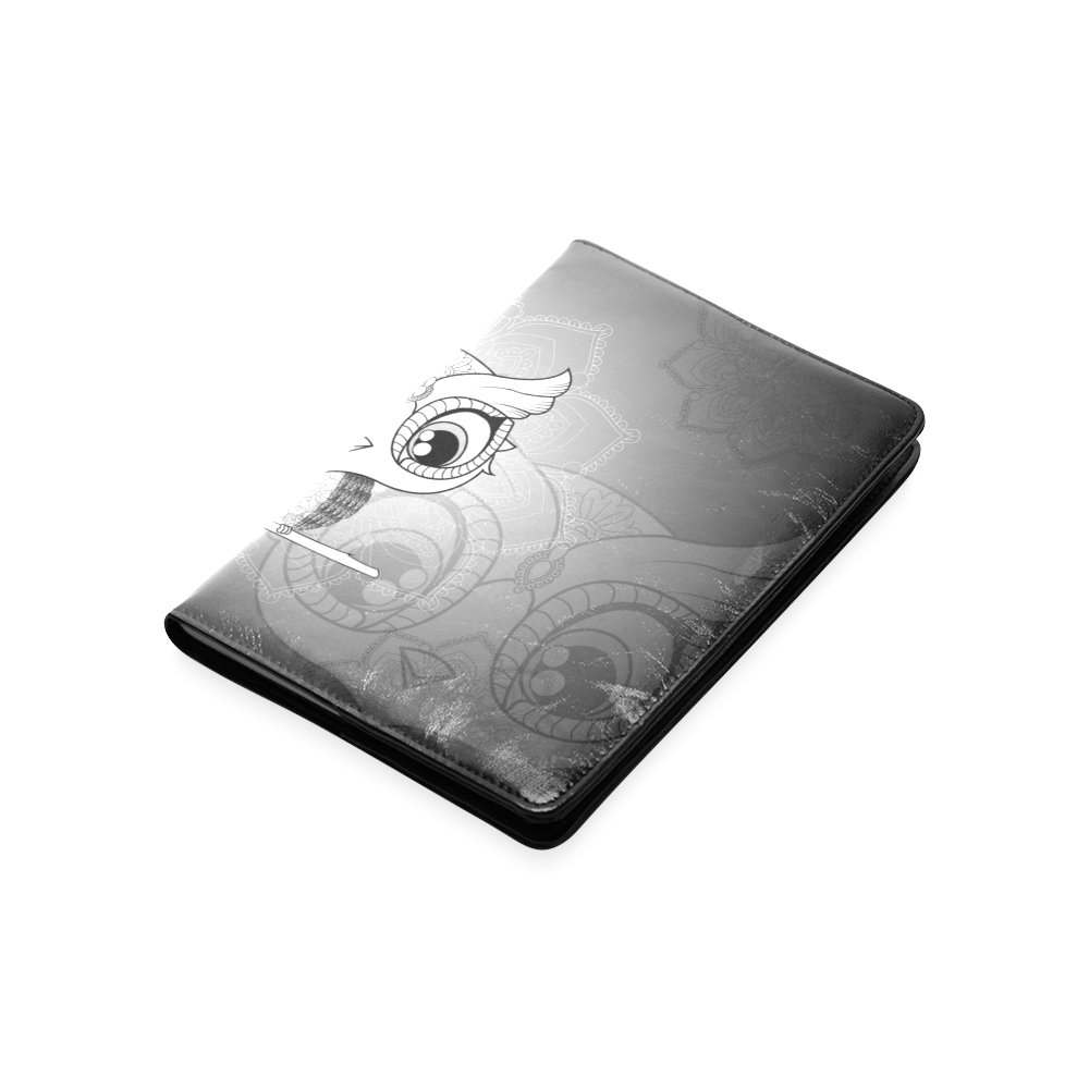 Cute owl, mandala design black and white Custom NoteBook A5