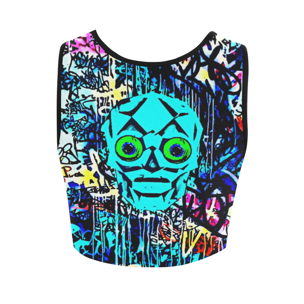 Graffiti Skull Women's Crop Top (Model T42)