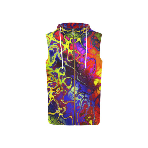 awesome fractal 35C by JamColors All Over Print Sleeveless Zip Up Hoodie for Women (Model H16)