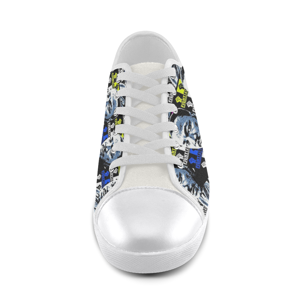 FIGHT THE POWER-2 MLK TILED Canvas Shoes for Women/Large Size (Model 016)