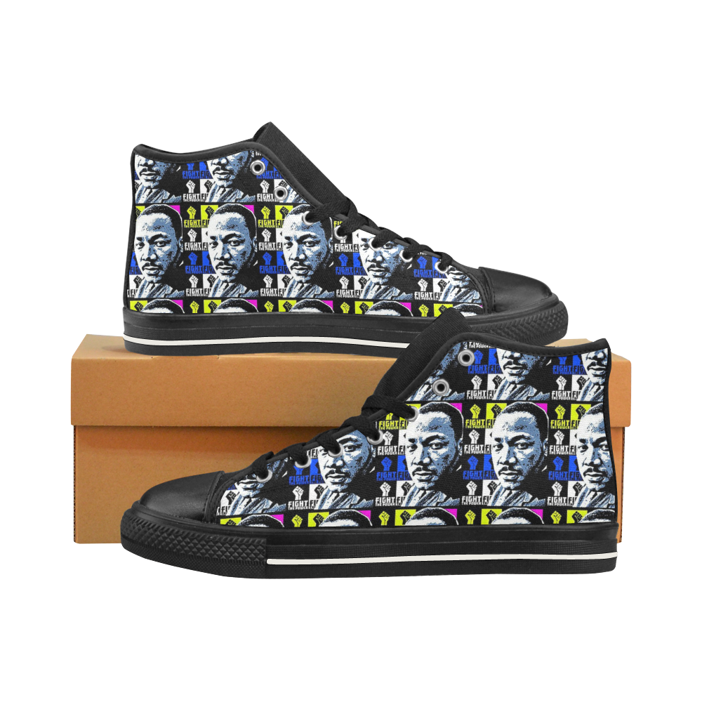 FIGHT THE POWER-2 MLK TILED Men’s Classic High Top Canvas Shoes /Large Size (Model 017)