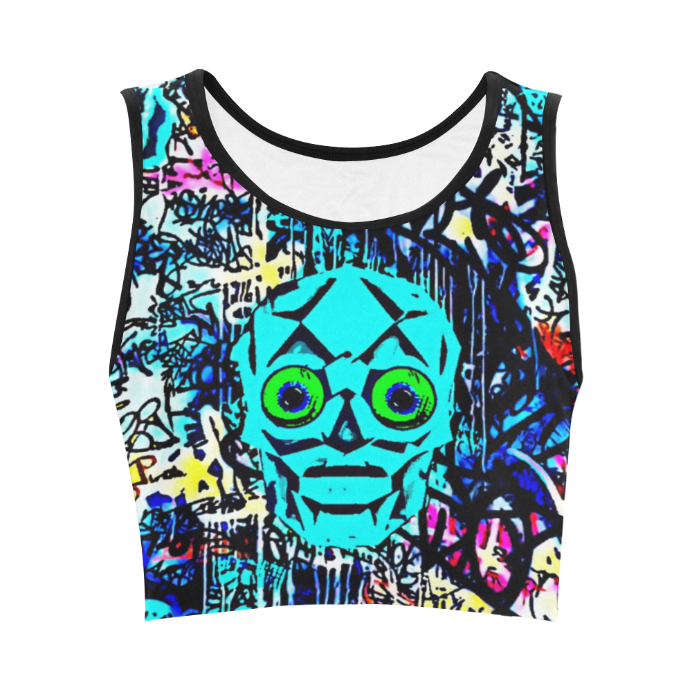 Graffiti Skull Women's Crop Top (Model T42)