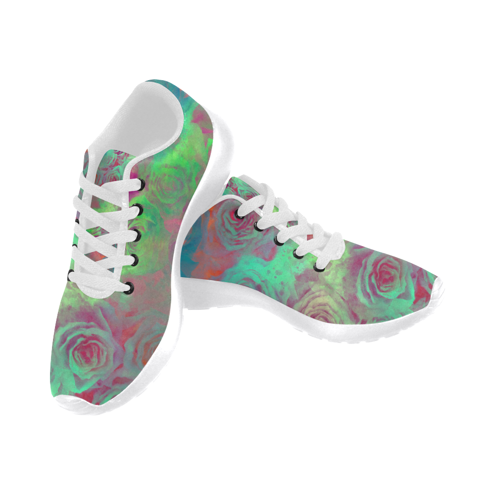 flowers roses Women's Running Shoes/Large Size (Model 020)