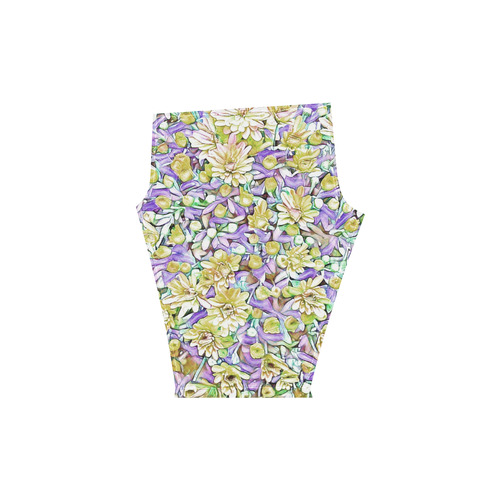 lovely floral 31E by FeelGood Women's Low Rise Capri Leggings (Invisible Stitch) (Model L08)