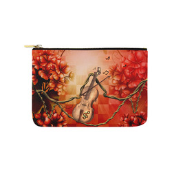 Violin and violin bow with flowers Carry-All Pouch 9.5''x6''