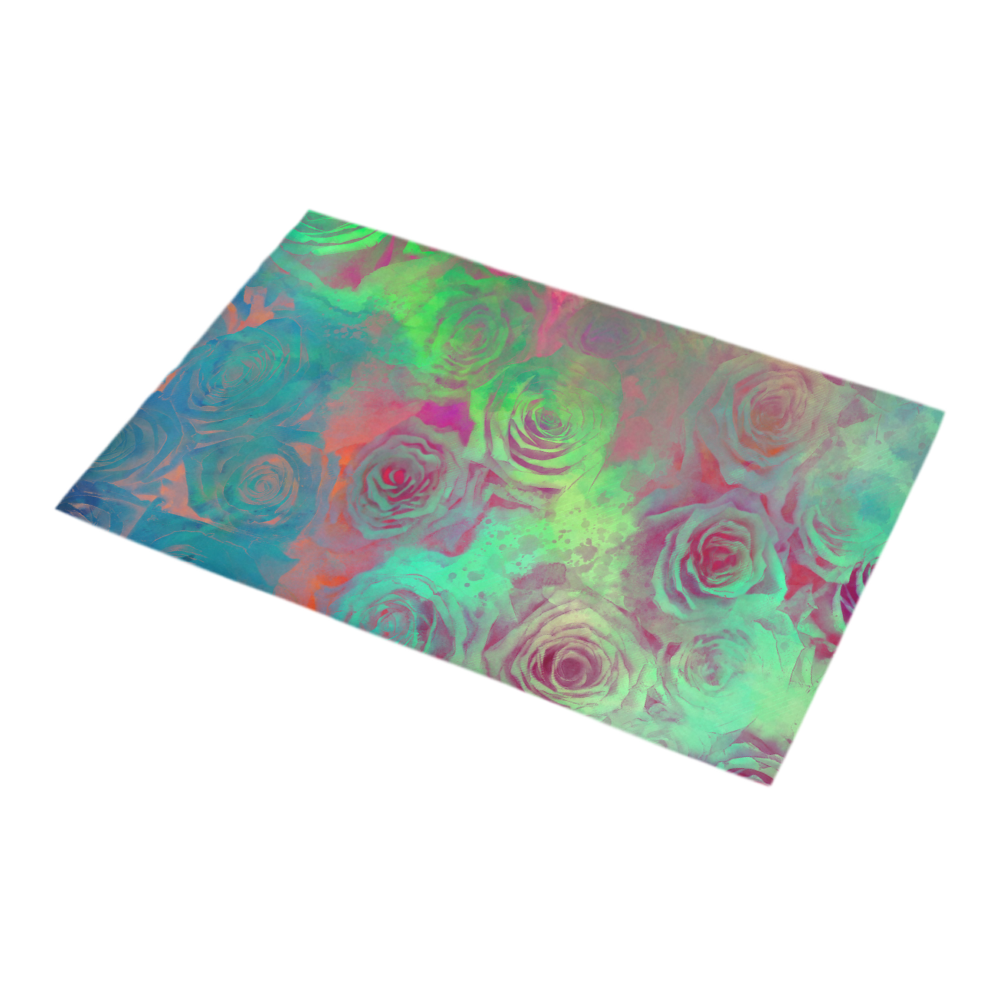 flowers roses Bath Rug 16''x 28''