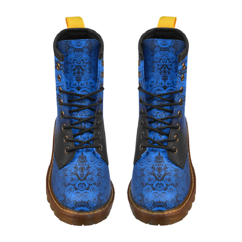 rose 2 blue High Grade PU Leather Martin Boots For Men Model 402H
