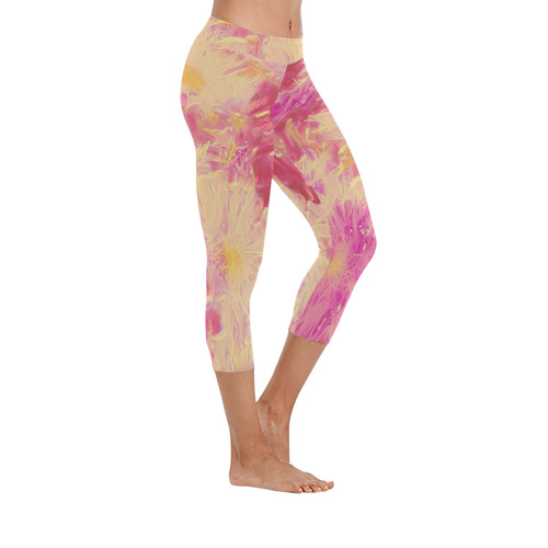 amazing Floral 617B by FeelGood Women's Low Rise Capri Leggings (Invisible Stitch) (Model L08)