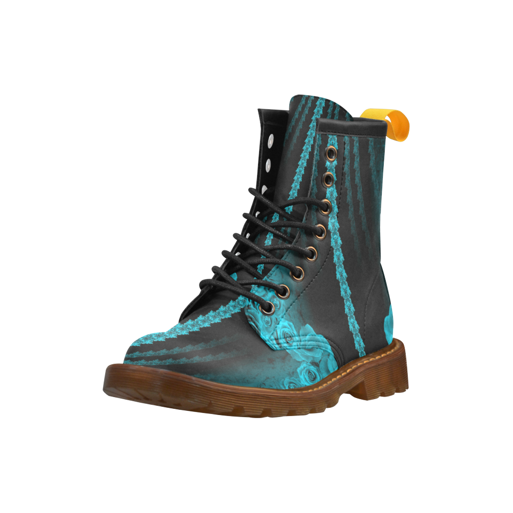 rose 3 turquoise High Grade PU Leather Martin Boots For Men Model 402H