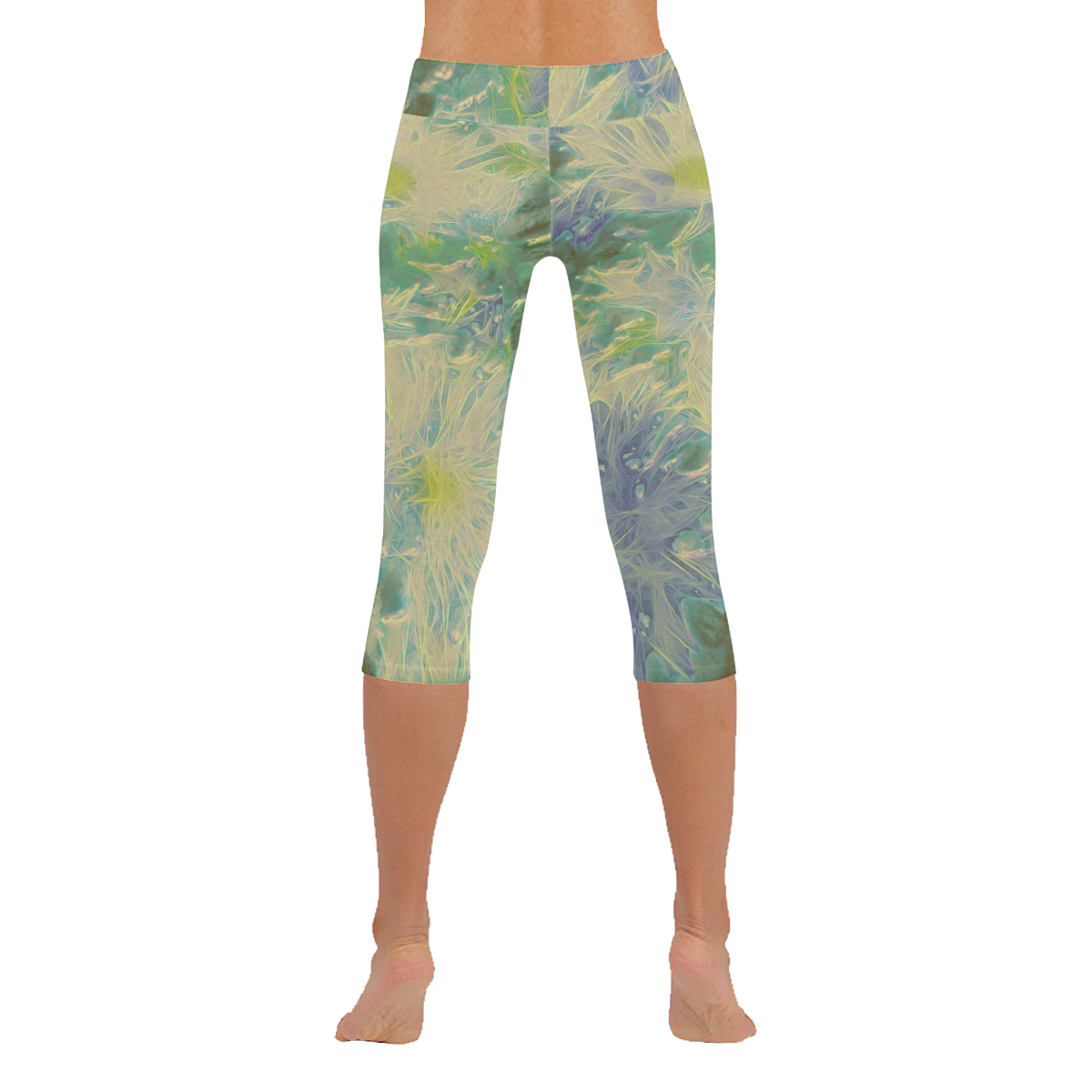 amazing Floral 617C by FeelGood Women's Low Rise Capri Leggings (Invisible Stitch) (Model L08)