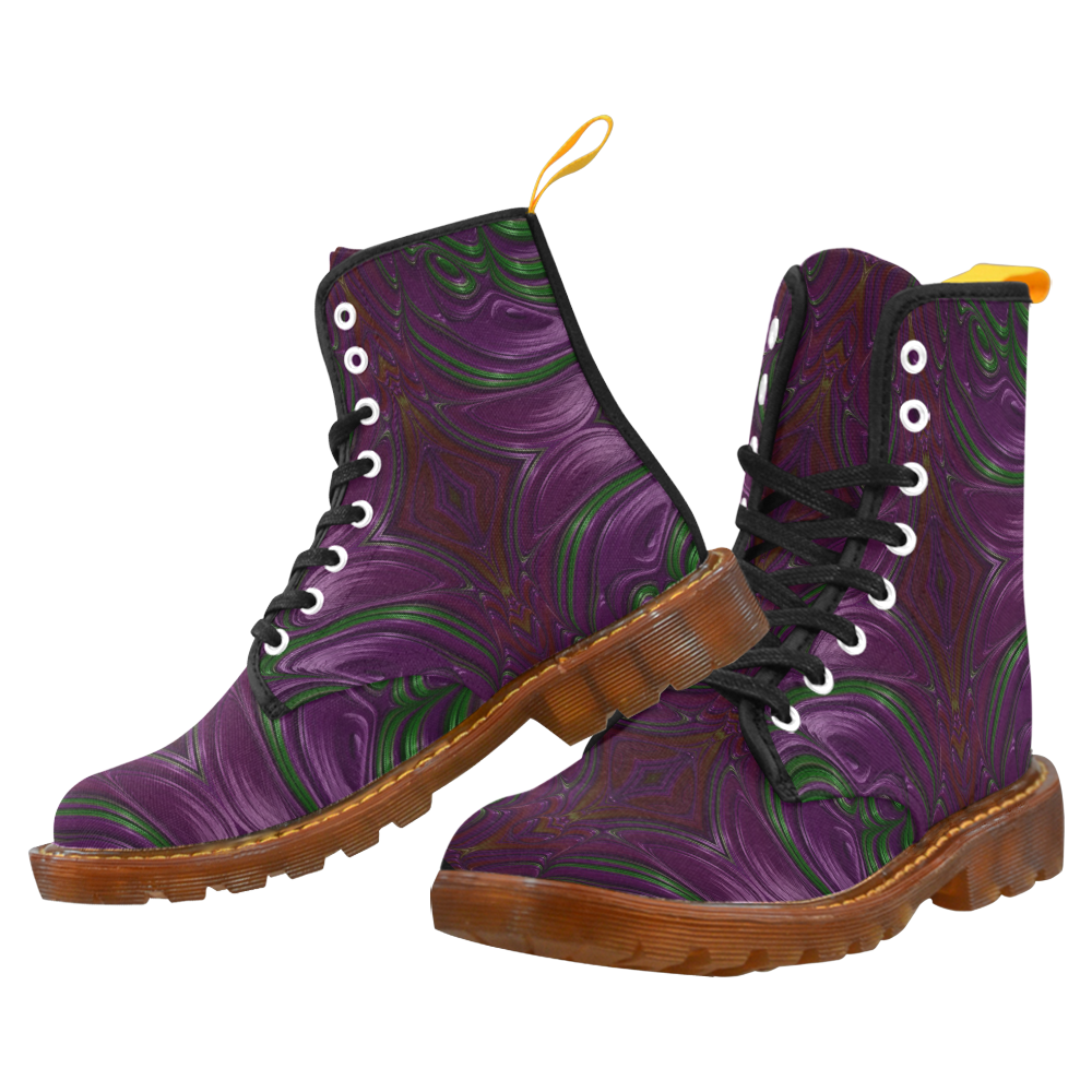 Emerald and Amethyst Jeweled Fractal Abstract Martin Boots For Men Model 1203H