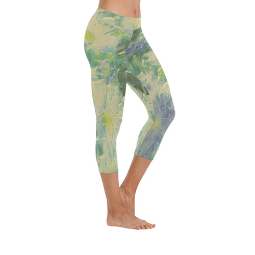 amazing Floral 617C by FeelGood Women's Low Rise Capri Leggings (Invisible Stitch) (Model L08)